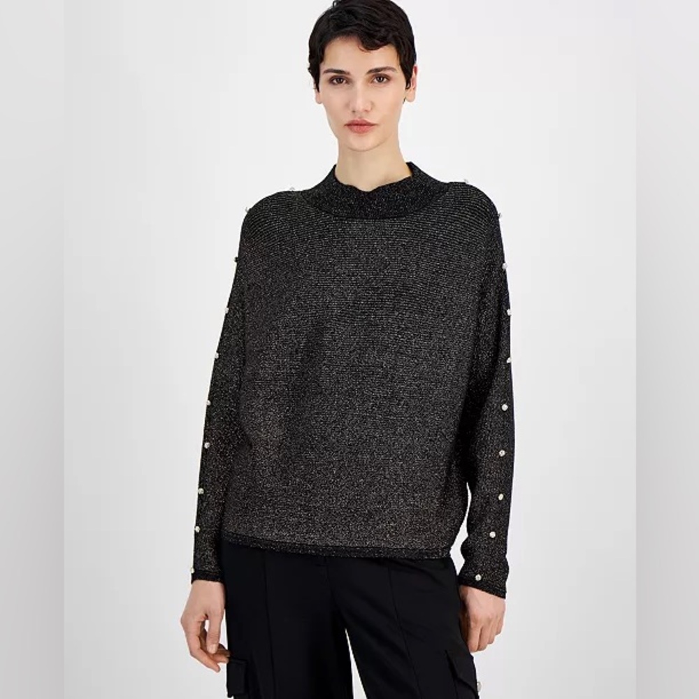 Black Sweater with Button Detail
